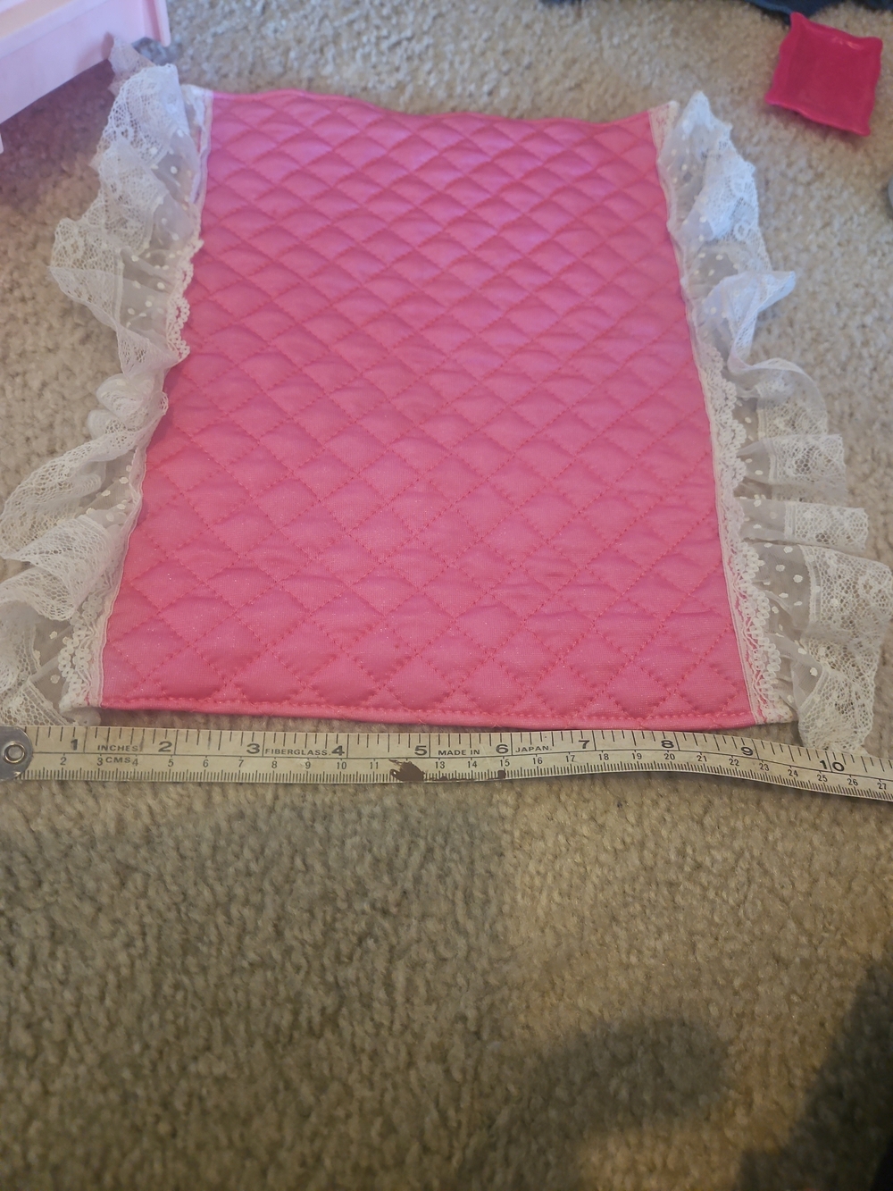 Pink Quilted Lace-Trim Dream Bed Accessory For BARBIE, VINTAGE